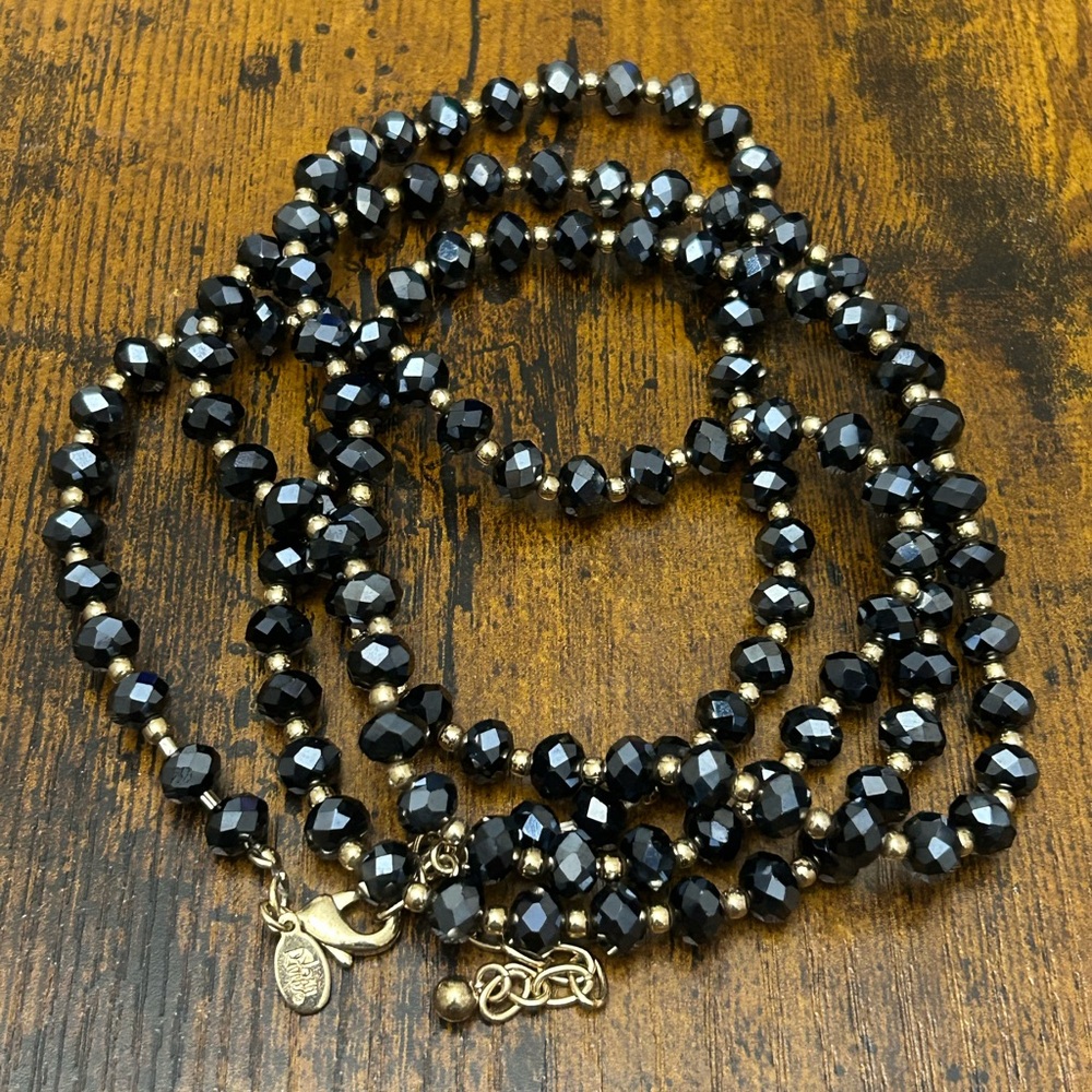 Joan Rivers Faceted Black Bead Necklace – Adjustable Glam Statement. E1003